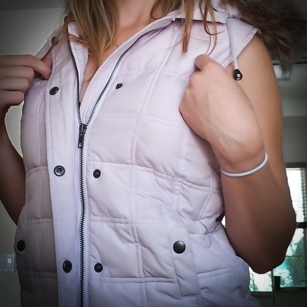 Gap Waterproof Hooded Fur Vest Jacket
